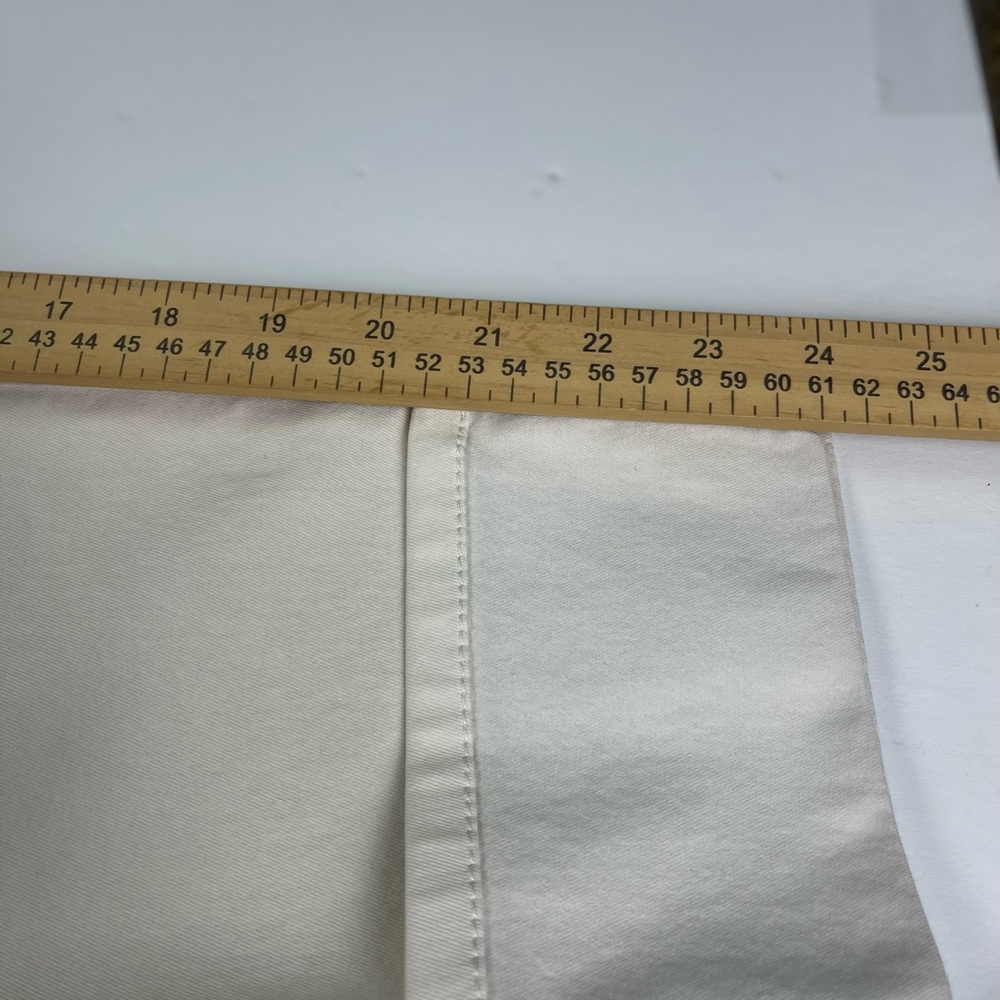 Lafayette 148 New York Cuffed Stretch Cotton Twill Pants Cream Size 12 Like New - Picture 8 of 9